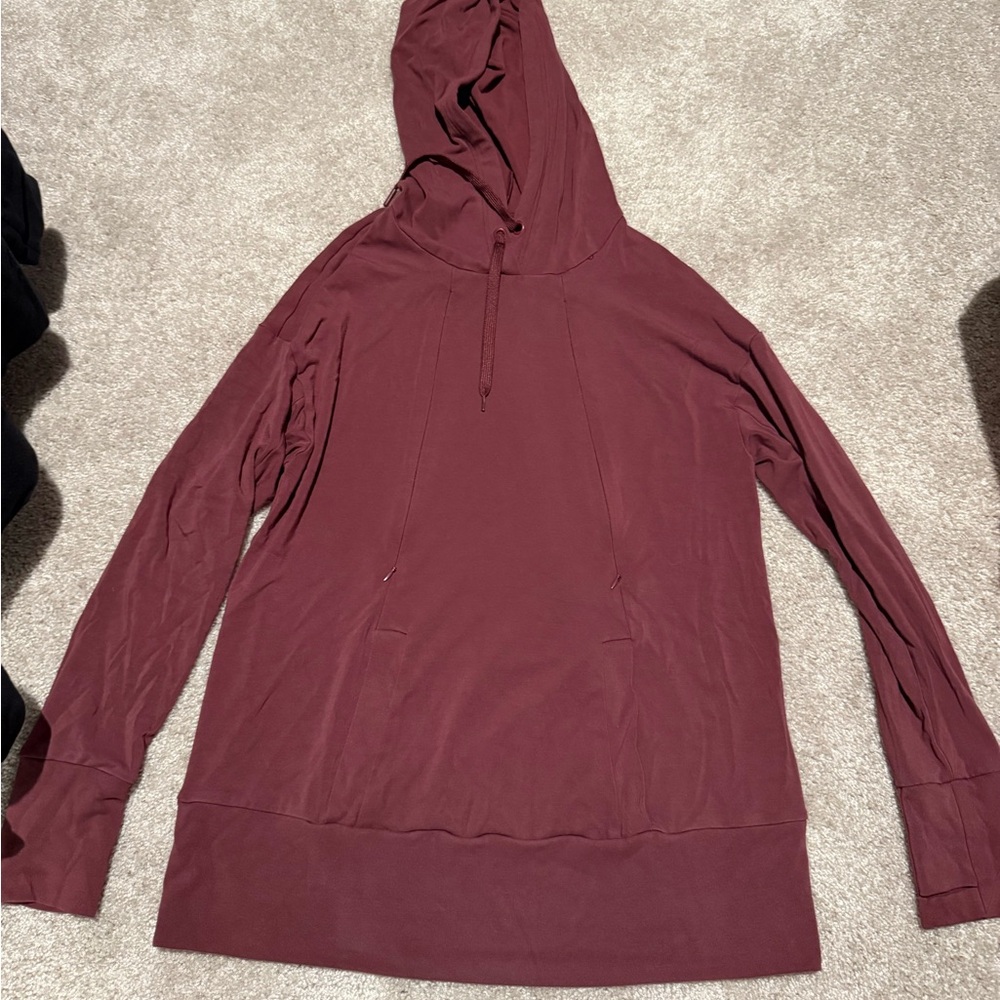 Kindred Bravely Burgundy Hooded Sweatshirt Nursing Friendly